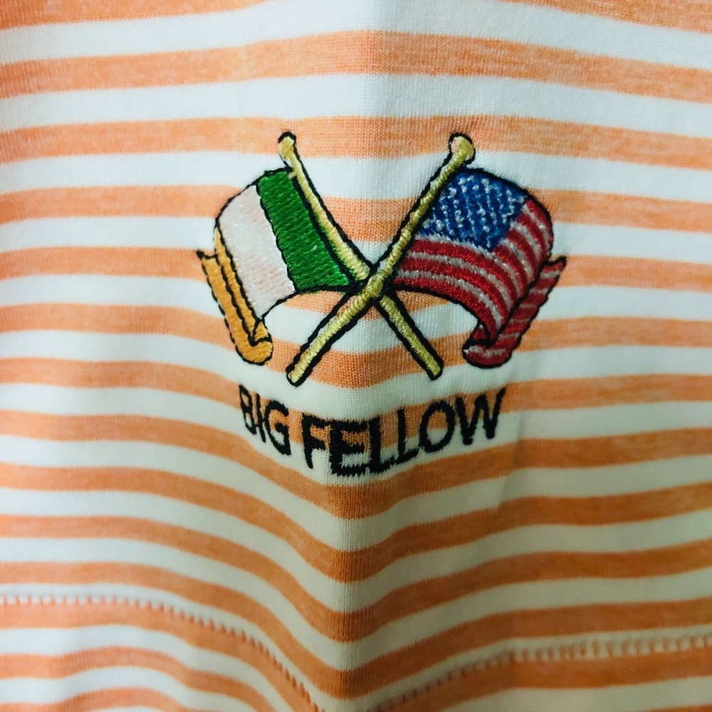 Peter Millar Mens Summer Comfort Golf‎ Polo Shirt XL Orange Striped Quail Valley - Picture 5 of 9